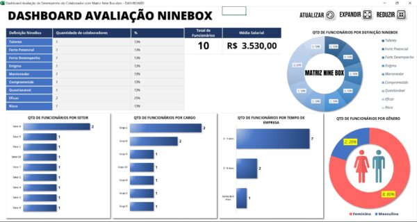 Planilha Dashboard Avaliação de Desempenho Nine Box - Imagem 9