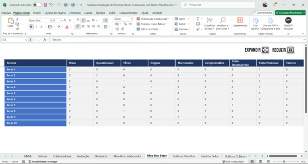 Planilha Dashboard Avaliação de Desempenho Nine Box - Imagem 3