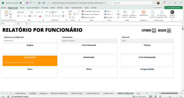 Planilha Dashboard Avaliação de Desempenho Nine Box - Imagem 8