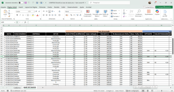 Dashboard em Power BI Controle de Benefícios 1.0 - Imagem 2