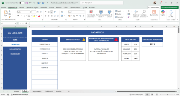 Dashboard de Grau de endinidamento no Excel - Imagem 3