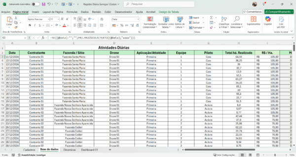 Planilha Dashboard Soluções Agricolas - Drones 1.0 em Excel - Imagem 3