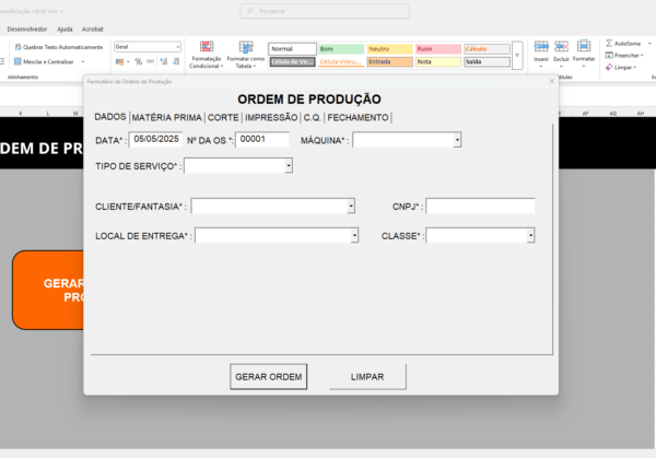 Planilha Ordem de serviço ou ordem de produção VBA - Imagem 3