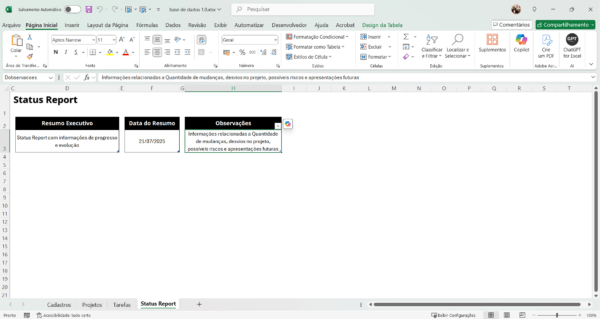 One page Status Report para Gerenciamentos de Projetos 1.0 - Imagem 2