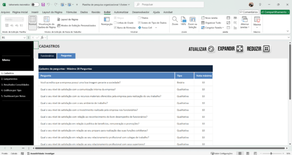 Planilha Dashboard Clima organizacional 1.0 em Excel - Imagem 2