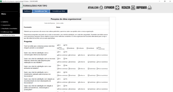 Planilha Dashboard Clima organizacional 1.0 em Excel - Imagem 6