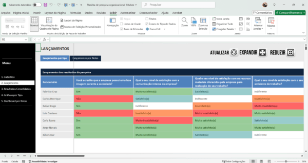 Planilha Dashboard Clima organizacional 1.0 em Excel - Imagem 9