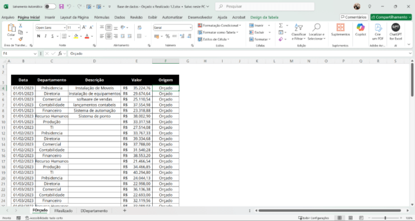 Dashboard de Orçado x Realizado 1.2 no Power BI - Imagem 2