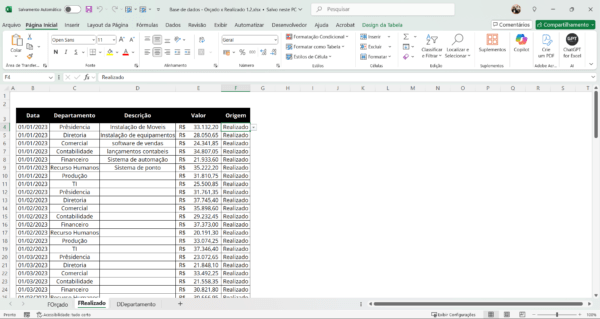 Dashboard de Orçado x Realizado 1.2 no Power BI - Imagem 3