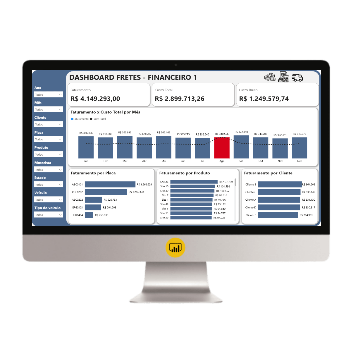 Dashboard Controle de Fretes com Faturamento em Power BI 1.2