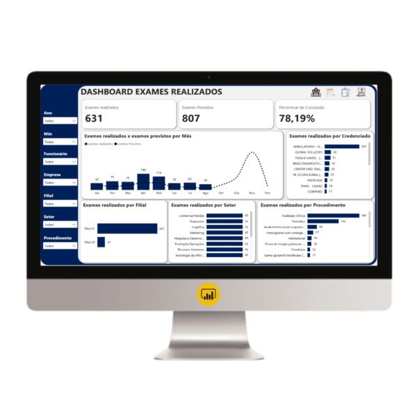 Dashboard Controle de Exames no Power BI 1.0