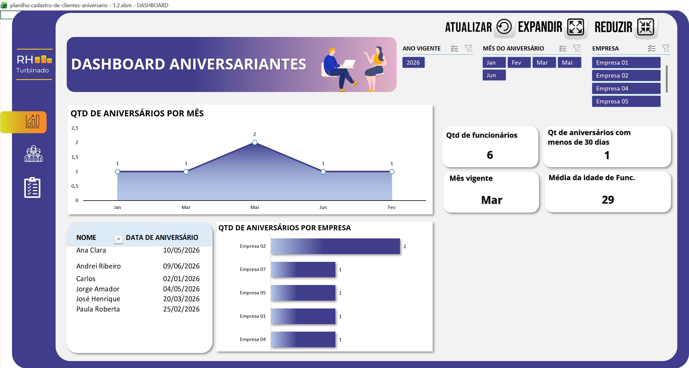 Planilha Controle de Aniversariantes 1.2 - Imagem 4