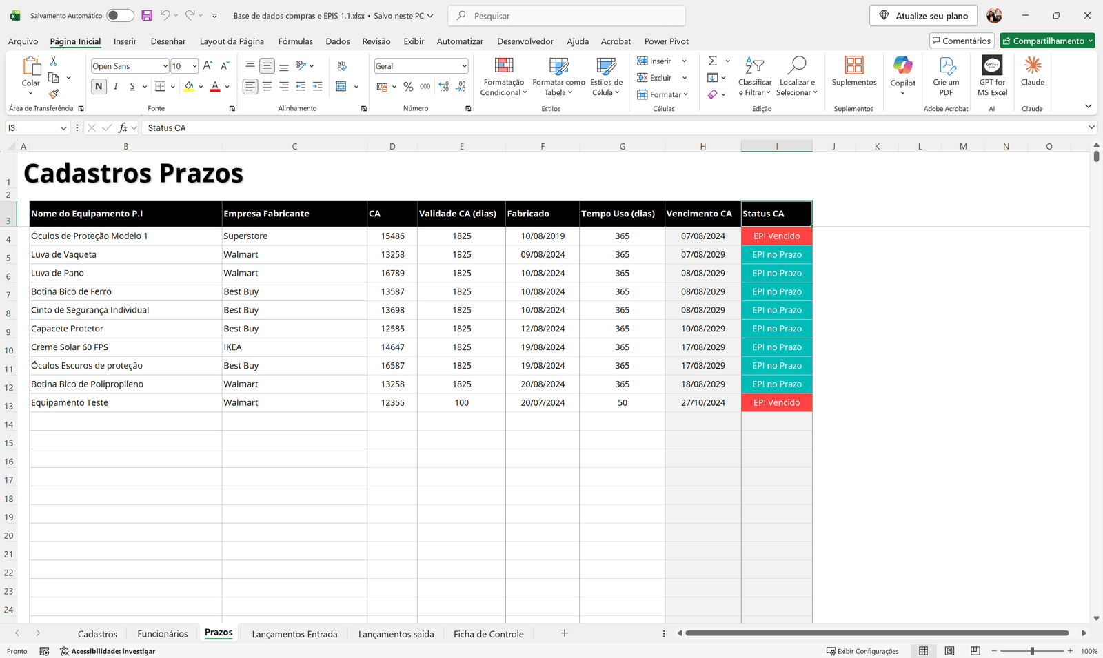 Dashboard Controle de Estoques e EPIS em Power BI 1.1 - Imagem 4