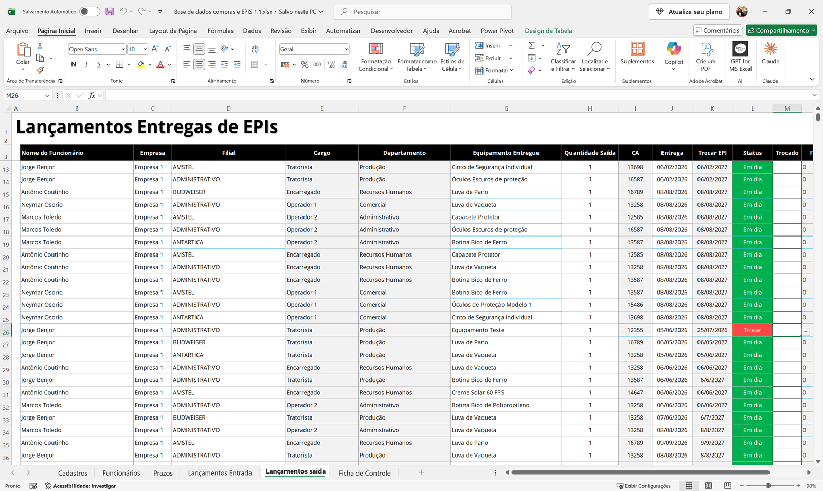 Dashboard Controle de Estoques e EPIS em Power BI 1.1 - Imagem 6