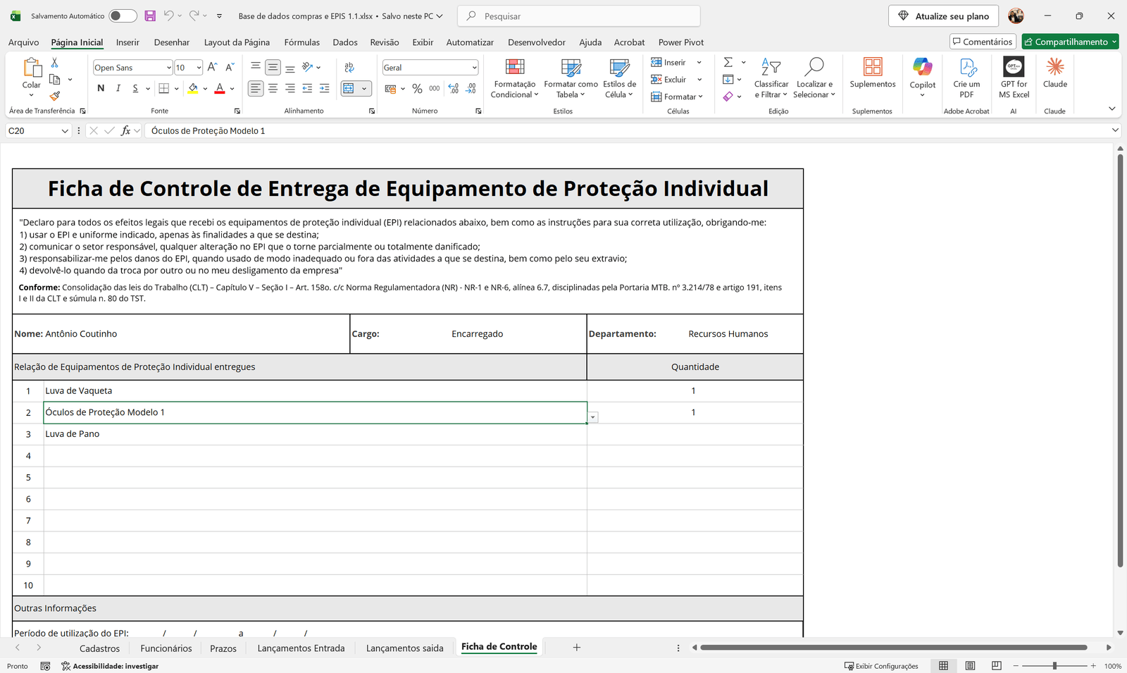 Dashboard Controle de Estoques e EPIS em Power BI 1.1 - Imagem 7