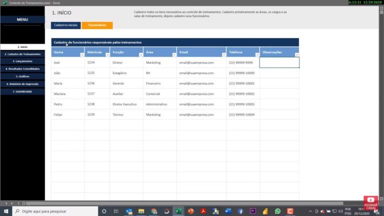 Planilha Dashboard de Planejamento e Controle de Treinamentos RH ...