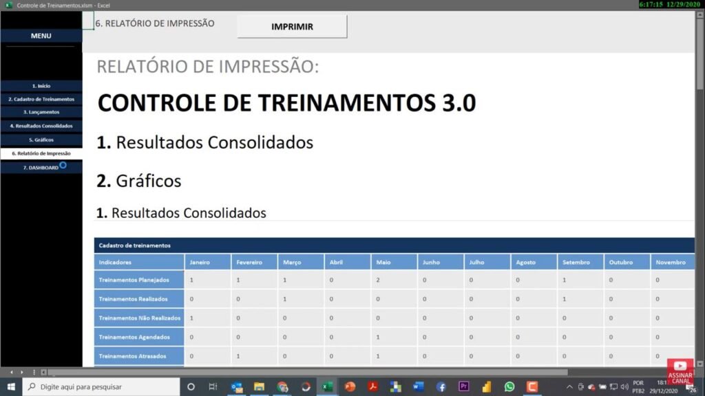 Planilha Dashboard de Planejamento e Controle de Treinamentos RH ...
