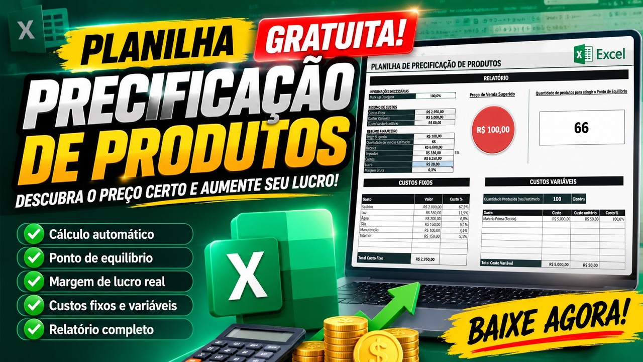 Planilha gratuita de precificação de produtos